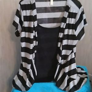 Young and Wild XL Grey Nd Black Striped Cardigan.